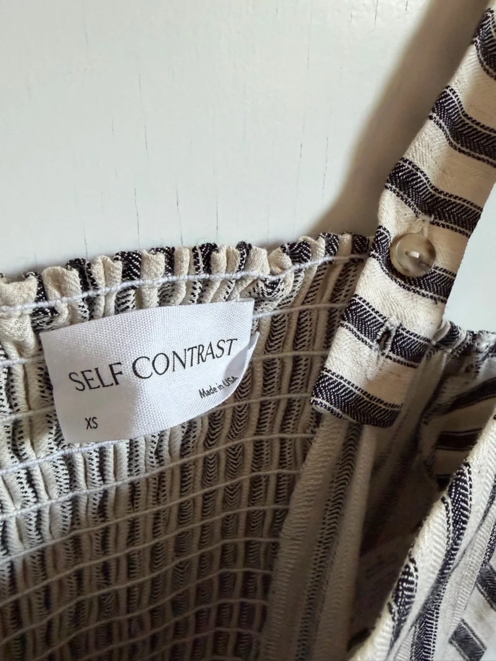 NWOT Self Contrast Striped Button-Front Crop Top - Black & Cream - XS - Picture 4 of 5